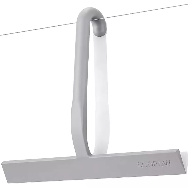 10 Inch Silicone Shower Squeegee for Glass Doors, Streak-Free, Grey