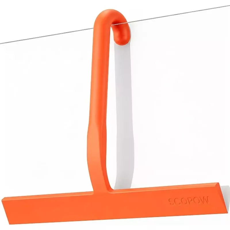 10 Inch Silicone Shower Squeegee for Glass Doors, Streak-Free, Orange