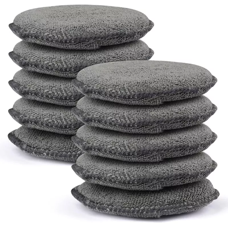 10 Pack Wax Applicator Pads Microfiber with Finger Pocket for Car Wax