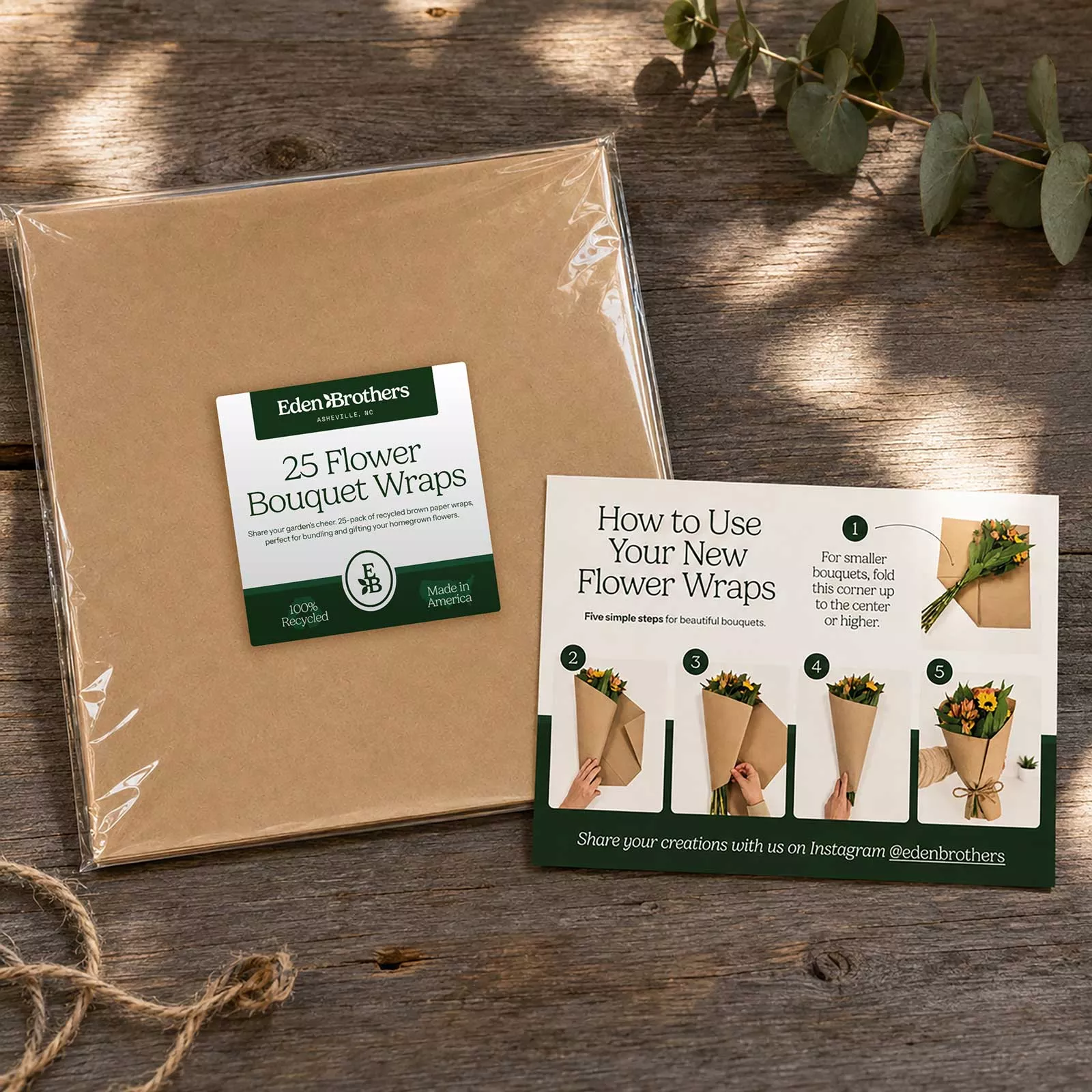 100% Recycled Brown Paper Flower Wraps