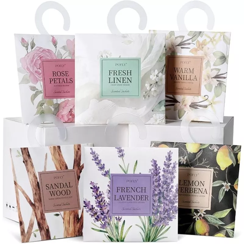 12 Pack 6 Assorted Scented Sachets, Air Freshener for Small Spaces