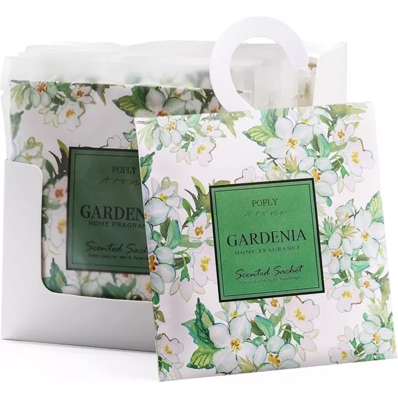 12 Pack Gardenia Scented Sachets, Air Freshener for Small Spaces