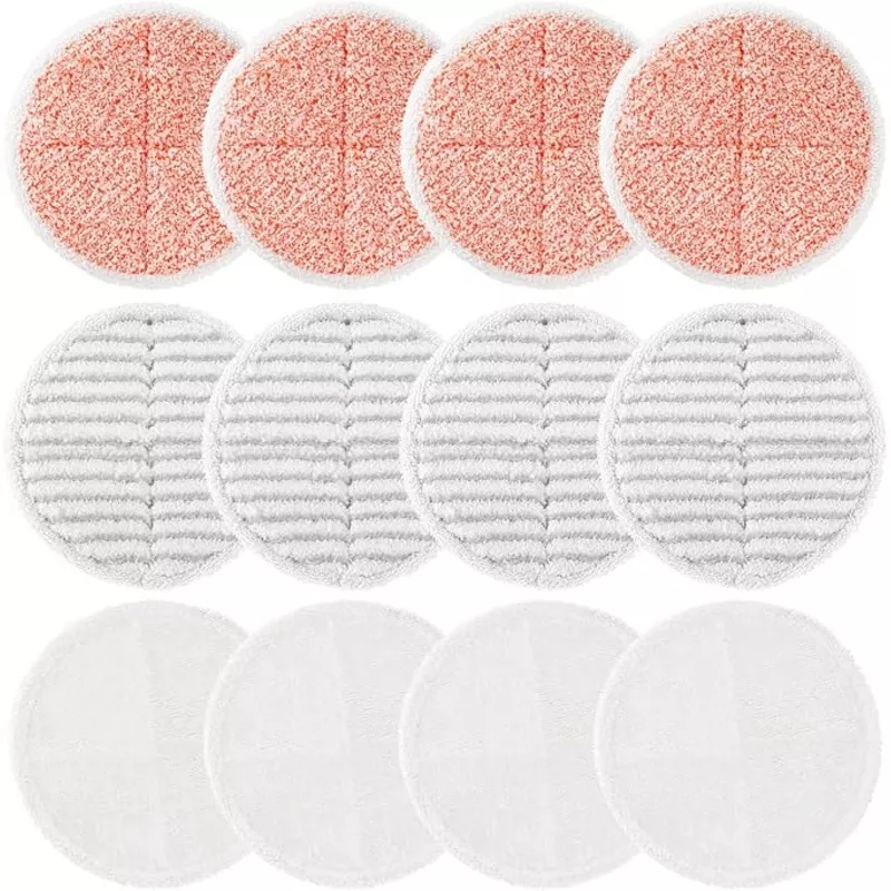 12 Pack Mop Pads Replacement Compatible with Bissell Spinwave 2124, 2039A, 2307, 23157, 23159, 20393, 20399 Hard Floor Spin Mop, 4 Soft Pads, 4 Scrubby Pads, 4 Heavy Scrub Pads