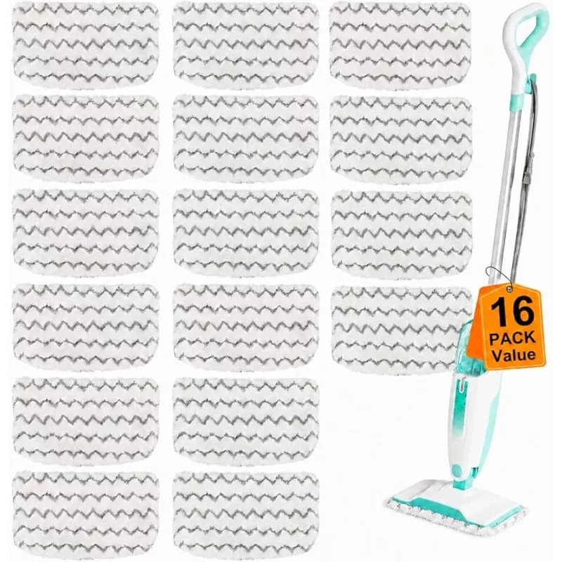 16 Pack Steam Mop Replacement Pads, Microfiber Floor Cleaning Pads Compatible with Shark S1000 Series Steam Mops, Reusable Washable Mop Refills for Hardwood and Tile Floors