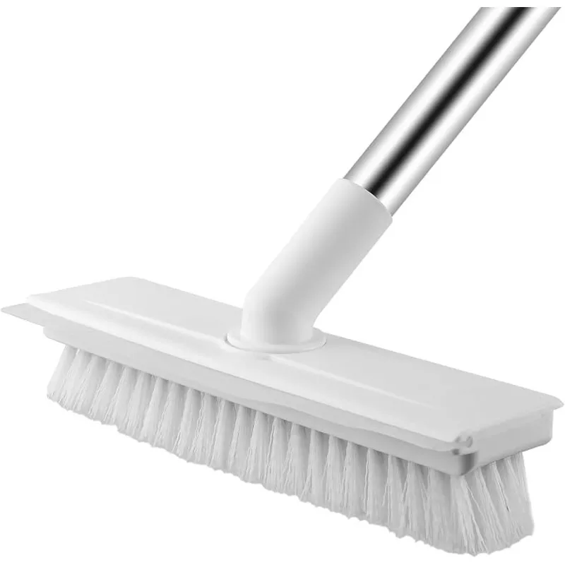 2 in 1 Floor Scrub Brush with Long Handle, White