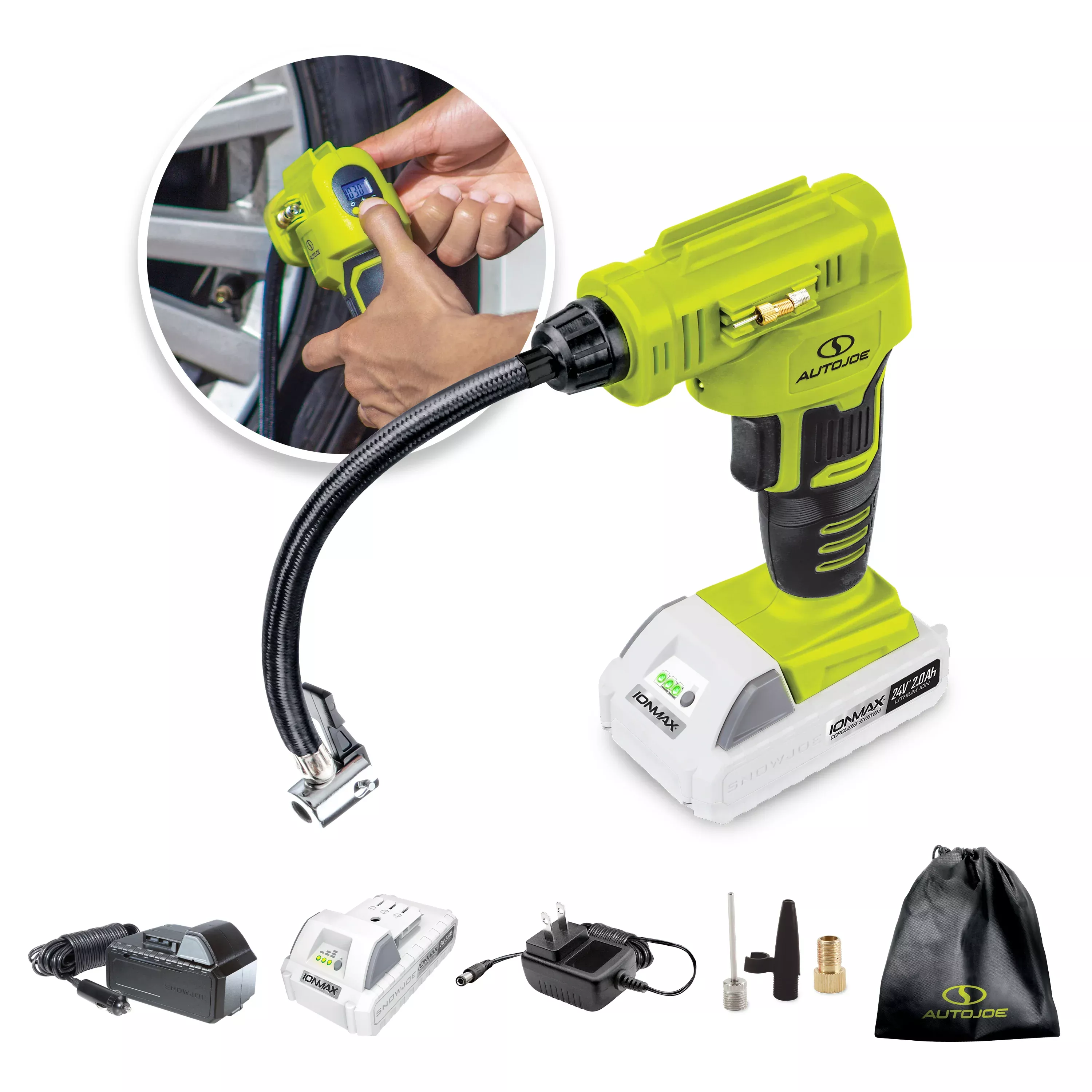 auto-joe-24-volt-ionmax-cordless-portable-air-compressor-bundle-kit Auto Joe 24-Volt IONMAX Cordless Portable Air Compressor Bundle Kit