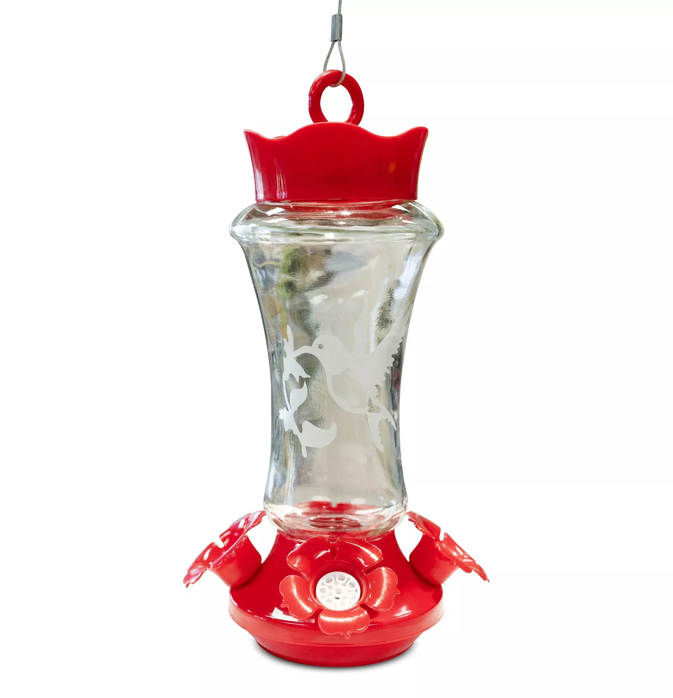 Etched Glass Hummingbird Feeder