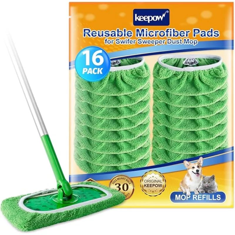 keepow-reusable-wet-pads-compatible-with-swiffer-sweeper-mop-16-pack KEEPOW Reusable Wet Pads Compatible with Swiffer Sweeper Mop, 16 Pack