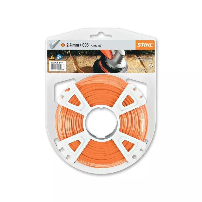 STIHL 0000 930 2339 Trimmer Line, 0.095 in Dia, 140 ft L, Polymer Blend, Orange