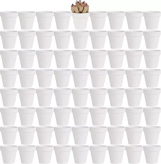 yishang-72-pcs-small-mini-white-clay-pots-2-5-terracotta-pot-clay-ceramic-potter Yishang 72 pcs Small Mini White Clay Pots, 2.5” Terracotta Pot Clay Ceramic Pottery Planter,Cactus Flower Terra Cotta Pots,Succulents Nursery Pots,with Drainage Hole,Great for Crafts,Wedding Favor