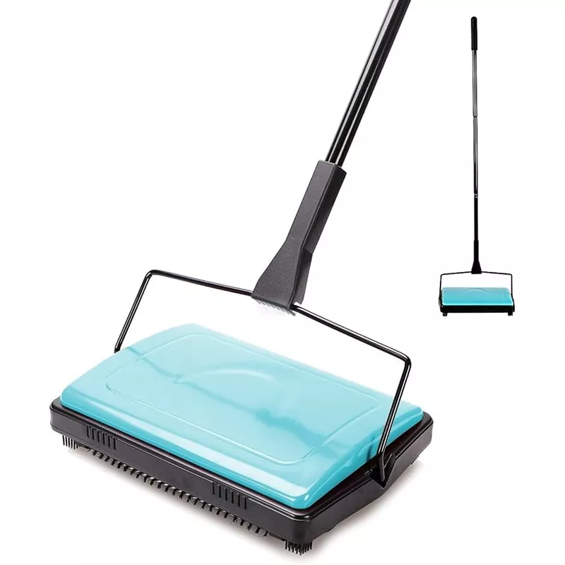 Yocada Carpet Sweeper Cleaner Manual Household Sweeper Lightweight Blue