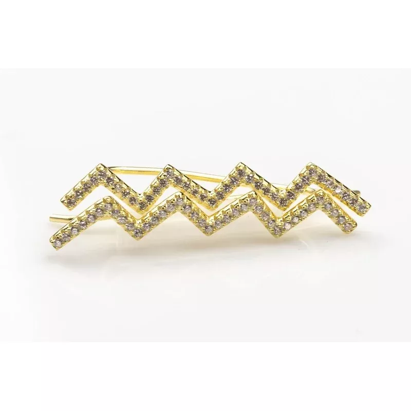 Zig Zag Crawler- Sterling Silver Earring-Ear Wire Earing Style- Gold or Gunmetal- High Quality Micro Pave-Dainty and Light-0965